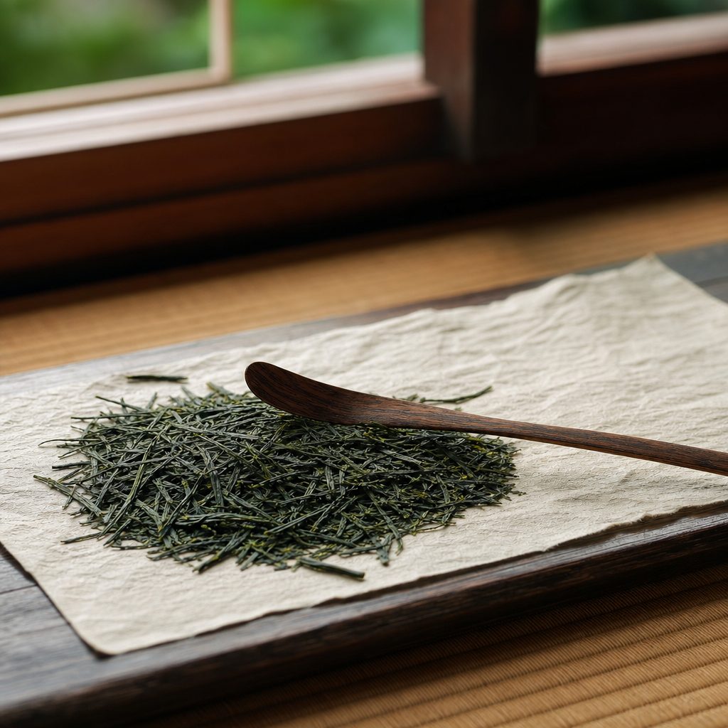 和紙の上の茶葉