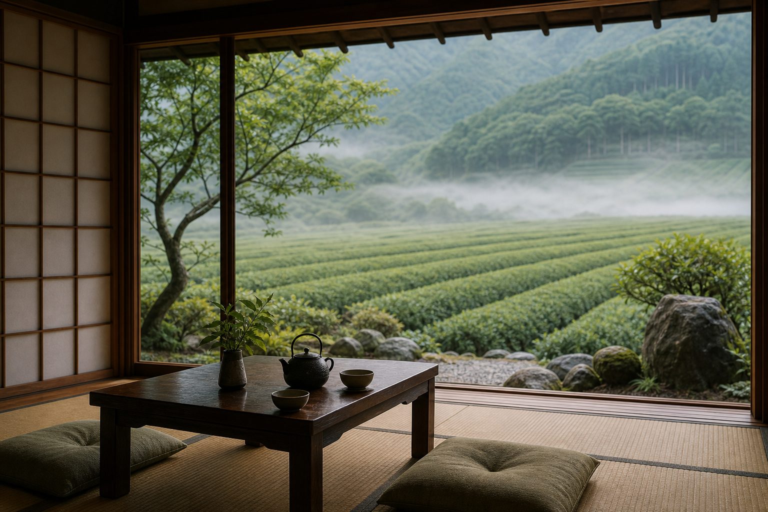 茶畑の朝